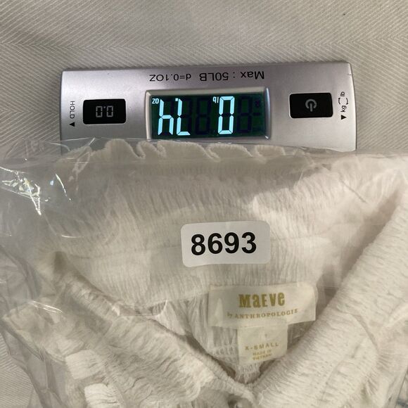 MAEVE Anthropologie Smocked Button Front Top XS Ivory Natural Cottagecore Chic - Picture 14 of 16